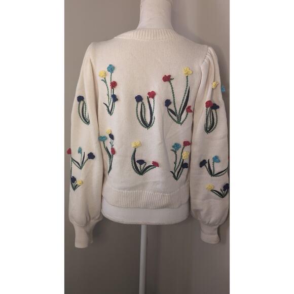 Alice+Olivia Wendell crochet colorful flower sweater - Picture 5 of 9